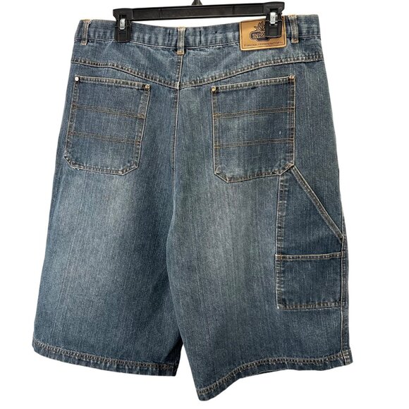 Vintage Carpenter Jean Shorts Jorts 38 Blue Denim Loose Baggy Long Skater Y2K